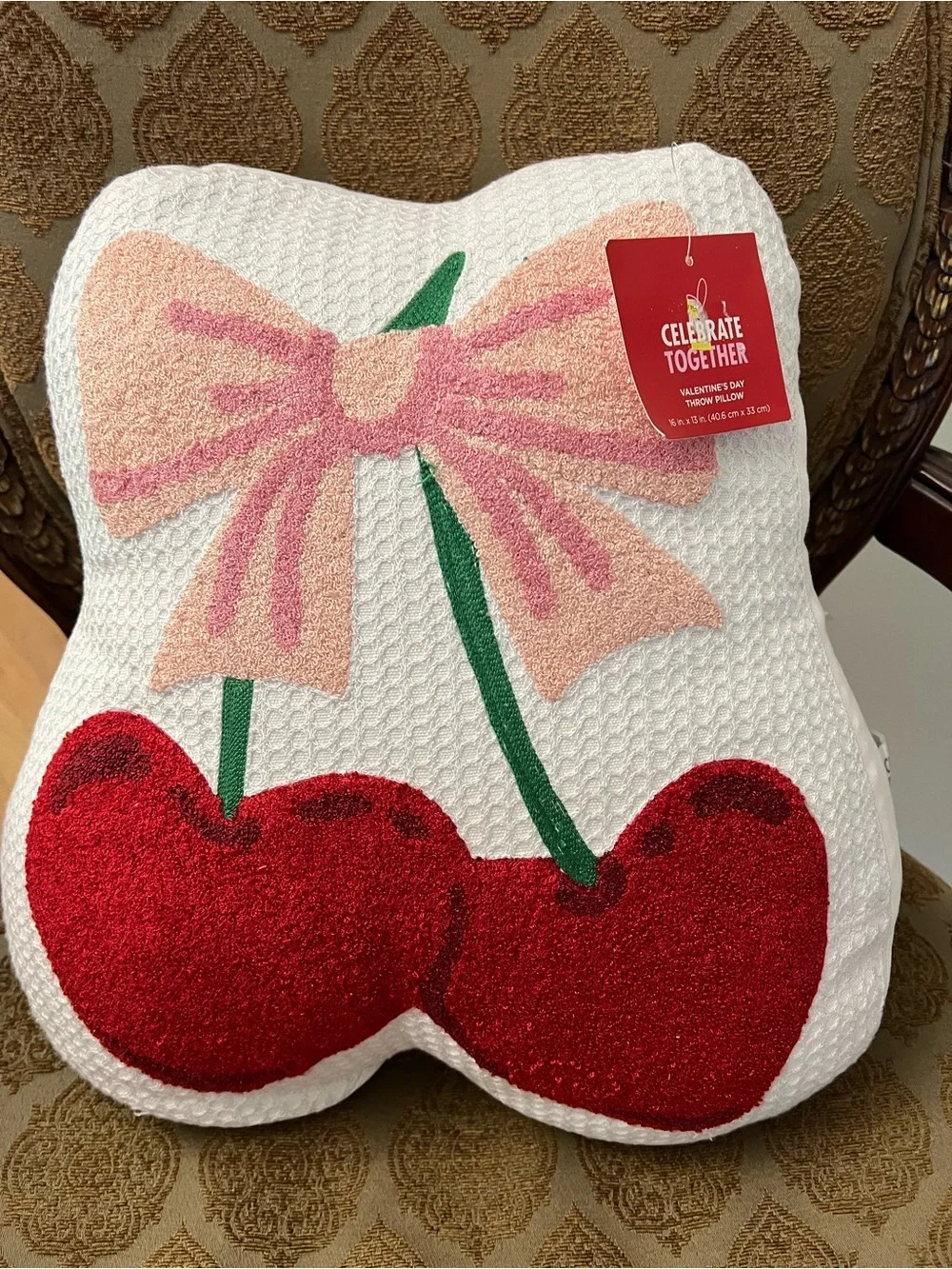 Red Cherries Tufted Accent Pillow